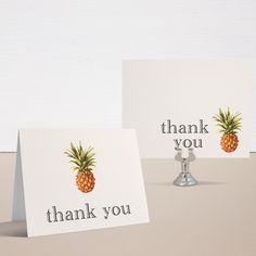 two thank you cards with pineapples on them