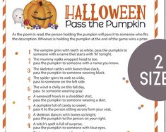 a printable halloween poem with pumpkins on it and the words, 2 sizes