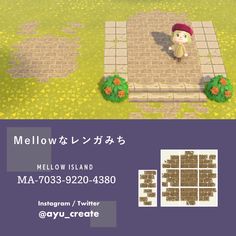 an advertisement for the game mellow island, which features a person walking on a path