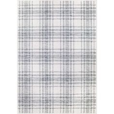 a white and blue plaid rug on a white background