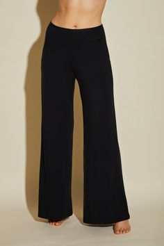 The easy flowy lounge pants you wish you could live in everyday. Comfy soft modal blend. Wide modal waistband that doesn't dig or squeeze. Wide leg full length pants. Delicate wash, lay flat to dry. Do not dry in dryer. | Cosabella - Women's Giulia Pant in Black | Size Large | Modal Full Length Pants, Silk Sleepwear, New Bra, Comfortable Bras, Lounge Pants, Black Pants, Full Length, Wide Leg, Lounge