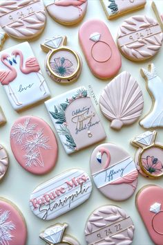 Bridal Shower Cookies Tropical Bridal Shower Cookies, Summer Wedding Cookies, Beach Bachelorette Cookies, Last Toast On The Coast Cookies, Bachelorette Cookies Decorated, Summer Themed Cookies, Bridal Shower Cookies Decorated, Tropical Bridal Shower Ideas, Tropical Cookies