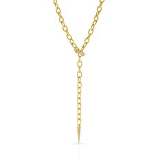 Where our iconic CZ accents meet our bold chain, with our Pave Link Lariat. Adjustable toggle, adjusts to 21" long, with 2" extender. 14kt Gold Plated, featuring genuine CZ stones. Made by hand in Scottsdale Arizona. Luxury Lariat Jewelry With Cable Chain, Luxury Lariat Cable Chain Jewelry, Luxury Lariat Cable Chain Necklace, Luxury Link Toggle Necklace With Adjustable Chain, Modern Lariat Cable Chain Jewelry, Gold Lariat Necklace With Toggle Clasp, Yellow Gold Lariat Toggle Necklace With Adjustable Chain, Yellow Gold Lariat Jewelry With Toggle Clasp, Yellow Gold Lariat Toggle Necklace With Chain