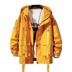 Item Type: Jacket Gender: Men Material: Polyester Pattern: Solid Color: Black, White, Yellow Package Includes: 1 x Jacket Size Info: Size Bust ( cm / inch ) Shoulder ( cm / inch ) Length ( cm / inch ) M 110 / 43.31 58 / 22.83 64 / 25.20 L 115 / 45.28 60 / 23.62 66 / 25.98 XL 120 / 47.24 62 / 24.41 68 / 26.77 XXL 125 / 49.21 64 / 25.20 70 / 27.56 3XL 130 / 51.18 66 / 25.98 72 / 28.35 Yellow Streetwear, Streetwear Spring, Harajuku Men, Mens Overalls, Black Windbreaker, Wind Jacket, Safari Jacket, Safari Style, Types Of Jackets