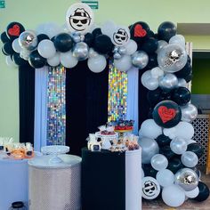 balloons and decorations are on display at a party