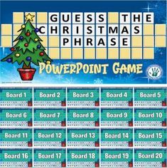 a christmas game with words and numbers on it