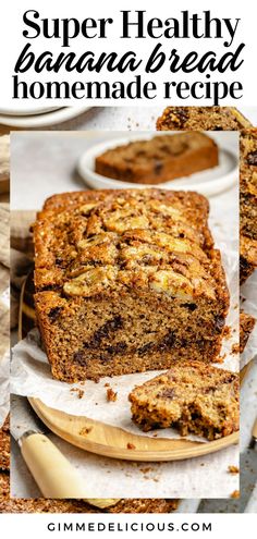 a loaf of banana bread sitting on top of a wooden cutting board