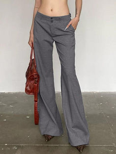 Versatile Gray Low Rise Tailored Pants - AnotherChill Tailored Pants, Low Waist, Casual Chic, Low Rise, Trousers, Pants, Design