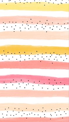 a pink, yellow and white striped background with dots