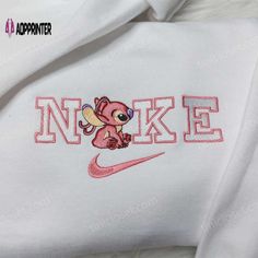 Angel Stitch Nike Embroidered Sweatshirt Lilo & Stitch Hoodie - Custom Nike Logo Shirt Lilo And Stitch Hoodie, Stitch Nike, Nike Embroidered Sweatshirt, Angel Stitch, Stitch Hoodie, Marvel Clothes, Marvel Sweatshirt, Custom Nike, Beautiful Angel