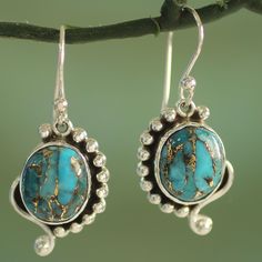 Blue as the sky, these beautiful earrings come from Shanker. He crafts the design of sterling silver with composite turquoise, evoking India's emblematic paisley motifs. materials: 925 sterling silver, composite turquoise Hook earrings Combination finish Color(s) may vary slightly 1.4 in. L x 0.6 in. W x 0.3 in. D Torquise Jewelry, Indian Paisley, Turquoise Stone Jewelry, Tiffany Earrings, Sweet Jewelry, Elegant Hats, Tiffany Jewelry, Copper Turquoise, Jewellery Ideas