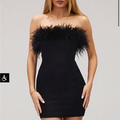 Black Satin Mini Dress With Feather Detail Size Small Never Worn! Black Feather Hoco Dress, Black Feather Dress Short, Feather Dress Outfit, Black Dress Feathers, Black Birthday Dress, Feather Dress Short, Black Feather Dress, Feather Mini Dress, Black Satin Mini Dress