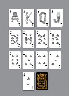 playing cards with the letters and numbers in each card, which have been drawn on them