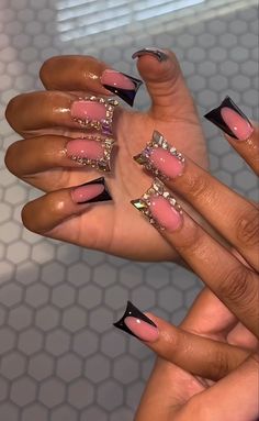 Acrylic Nails Duck Shape, Black Toes Black Women, Black Duck Nails Acrylic, Duck Nail Designs Y2k, Nails Sets, Black Acrylic Nails