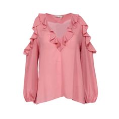 Nwt Alice + Olivia Gia Ruffle Top Blouse Shirt Womens Small Pink Long Sleeve New New With The Tags Women's Gia Ruffle Blouse / Shirt Alice + Olivia Size: Small Armpit To Armpit - 18" Length (Center Neck On Back To Bottom) - 23" V-Neck Dusty Rose Long Sleeve Pullover Style Relaxed Fit Cold Shoulder Detail Timeless & Versatile Brand New With The Tags, Women's Alice + Olivia Gia Ruffled Top In A Size Small. Solid Dusty Rose Color With A V-Neckline And Cold Shoulder Finish. Originally $395. Fast Sam Chic Ruffled Tops For Brunch, Feminine Ruffle Sleeve Tops For Brunch, Pink V-neck Blouse With Ruffles, Spring Brunch Tops With Ruffled Collar, Spring Ruffled Collar Top For Brunch, Brunch Tops With Ruffled Collar And Details, Ruffled Collar Tops For Brunch, Feminine Ruffle Sleeve Blouse For Day Out, Elegant V-neck Shirt For Brunch