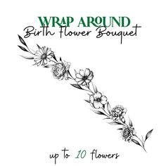 the wrap around brin flower bouquet up to 20 flowers is shown in black and white