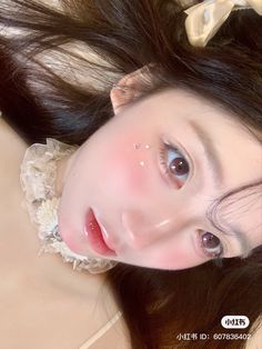 Haitang Flower, Makeup Layout, Rhinestone Makeup, Douyin Makeup, Cute School Stationary, Japanese Makeup, Makeup Idea, Fairy Makeup, Doll Makeup