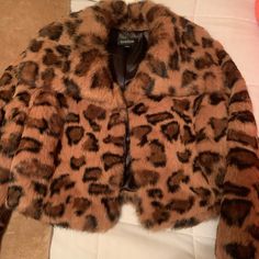 Rabbit Fur, Leopard Print Jacket, Never Worn. Size Xs Rabbit Fur Jacket, Black Faux Fur Jacket, Cropped Coat, Fleece Quarter Zip, Leopard Print Jacket, Quarter Zip Jacket, Teddy Jacket, Black Faux Fur, Jacket Pattern