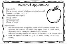 an apple with the words crockpot applesauce written in black and white