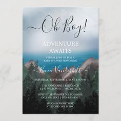 the adventure awaits baby shower party card