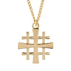 Jerusalem Cross Gold Necklace Symbolic Cross Pendant Necklace, Cross Gold Necklace, Cross Gold, Your Values, Cross Pendant Necklace, Plate Size, A Sign, Gold Pendant Necklace, Fashion Jewelry Necklaces