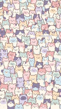 an image of many cats that are in the shape of a wallpaper or fabric