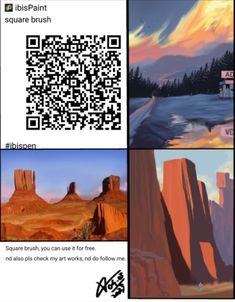 an image of the desert and mountains with qr code on it's screen