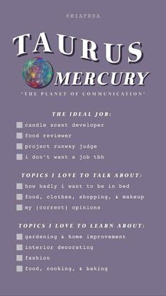 the poster for taurus's mercury, which is featured in an article