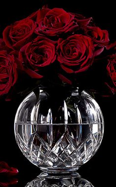 a vase filled with red roses on top of a table