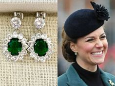 Beautiful emerald cz earrings inspired by the Duchess of Cambridge. oval rhodium plated settings- nickel free emerald cz oval gemstones- 9x7mm white topaz stones surrounding emerald stone rhodium plated brass round earring posts with cz crystals- 8.5x6mm the oval charm is about 0.5 inches in width 1 inch long Diana Earrings, Royal Rings, Emerald Green Crystal, Sapphire And Diamond Earrings, Emerald Crystal, Red Stones, Green Oval, Earring Post, Cz Earrings