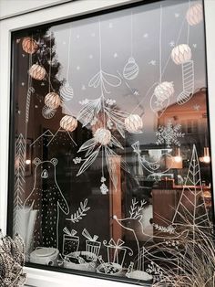 Winter Window Display, Horse Ornaments, Window Art