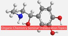 the organic chemical seminar presentation topic is shown in red, white and blue with an image of