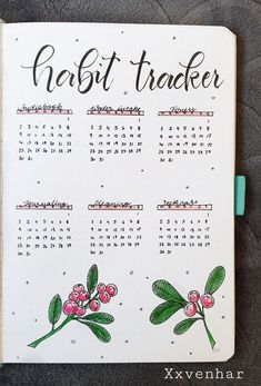 December Habit Tracker, Winter Habit Tracker, July Bullet Journal Habit Tracker, December Bullet Journal, Bullet Journal Set Up, Bullet Journal Paper, Bulletin Journal Ideas