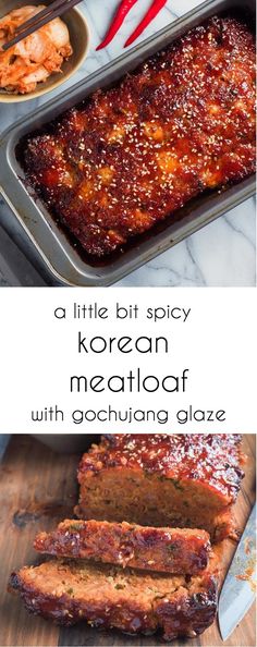 Korean Meatloaf, Gochujang Glaze, Koreansk Mad, Meatloaf Recipes, Pork Dishes, Beef Dishes, Asian Dishes, Meat Dishes