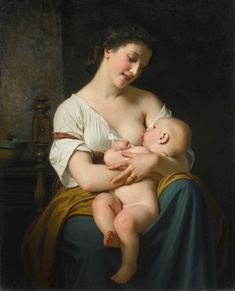 a painting of a woman holding a baby