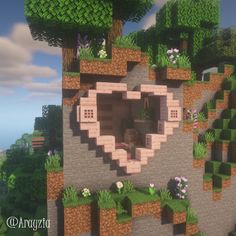 Inspo for Minecraft, MC, Gaming, Aesthetic, Pink, Heart, Cute, Ideas, Build, House, Base, Flowers Minecraft Cherry Blossom, Case Minecraft, Blossom House, Images Hello Kitty, Minecraft Banner Designs, Bangunan Minecraft, Minecraft Farm