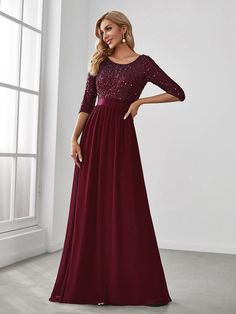 Sparkling Sequined A-Line Evening Dress A Line Evening Dress, Defined Waist, Night Wedding, Feminine Silhouette, Prom Night, Versatile Style, Evening Party, Evening Gown, Formal Occasion