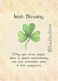 an irish blessing card with a four leaf clover