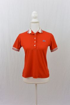 Vintage Lacoste Shirt, Size XS-Small, Red, Collared Shirt, 60's-70's Clothing, Hipster, Retro, Striped by littleraisinvintage on Etsy Red Collared Shirt, 70s Clothing, Lacoste Shirt, Collared Shirt, Top Women, Polo Shirts, Vintage 1970s