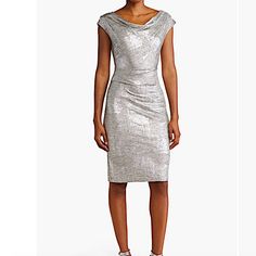 Foil Knit Creates A Metallic Sheen On A Cowl Neck Bodycon Dress That Shimmers And Shines Along Side Pleating Details. 41" Length Cowl Neck Cap Sleeves Side Zip Closure Metallic Construction Side Shirring Details Self: 95% Polyester, 5% Spandex; Lining: 100% Polyester Hand Wash Imported Model Stats: 5'10" Height, 32" Bust, 25" Waist, 36" Hip. Model Is Wearing Size S Velvet Holiday Dress, Floral Velvet Dress, Off Shoulder Cocktail Dress, Maxi Dress Coverup, Knit Bodycon Dress, Midi Dress Fall, Black Long Sleeve Sweater, Blue Velvet Dress, Fuchsia Dress