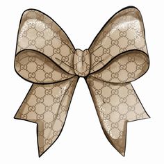 a brown bow that is on top of a white background with the word gucci