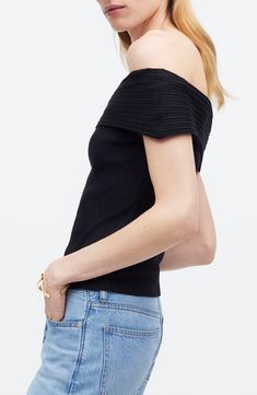 This ribbed off-the-shoulder top that pairs with practically anything already in your closet is an essential style in a cool cotton blend. Off-the-shoulder neck Cap sleeves 56% cotton, 40% polyester, 4% elastane Machine wash, tumble dry Imported Off The Shoulder Top, Cap Sleeves, Madewell, Shoulder Top, Short Sleeves Tops, Off The Shoulder, Off Shoulder, Cotton Blend, Short Sleeves