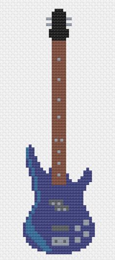 a cross stitch pattern with a guitar in the shape of a rock on it's side