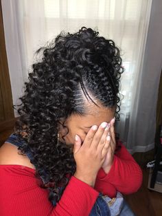 African American Half Up Half Down Hair, Crochet Half Up Half Down Hairstyles, Half Up And Down Hairstyles Black Women, Half Up Half Down Crochet Hairstyles, Braided Half Up Half Down Hair Black Women, Half Up Half Down Hairstyles With Braids, Half Braids Half Crochet Hairstyles, Half Up Half Down Quickweave, Half Cornrows Half Curly Weave