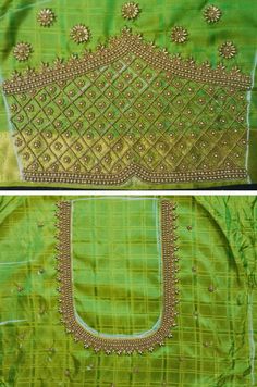 Blouse Designs High Neck, Lotus Flower Art, Aari Designs, Peacock Decor, Simple Embroidery Designs, Aari Work Blouse, Simple Blouse Designs, Hand Work Blouse