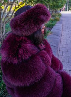 The Azaida jacket in burgundy with burgundy silver fox fur will be sure to have the... Purple Fur Coat, Winter Fur Hat, Gold Fox, Fox Fur Jacket, Fur Hood Coat, Fabulous Furs, Fur Clothing, Fur Coats Women, Fox Fur Coat