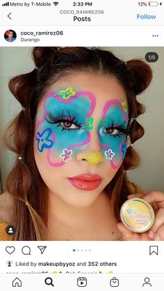 Edc Makeup, Spongebob Face, Spongebob Faces, Paint Makeup, Tela Iphone, Angel Energy, Face Paint Makeup, Face Paintings, Drag Makeup