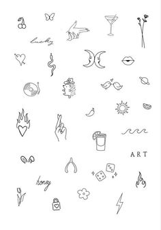 the back side of a white sheet with black ink on it and various symbols in different shapes