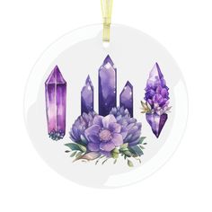 an ornament with crystals and flowers on it