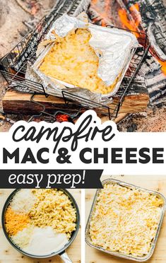 the campfire mac and cheese is ready to be cooked on the grill for dinner